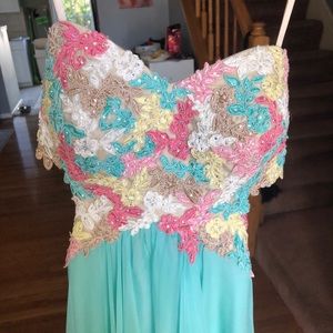 Turquoise floral prom dress!!!